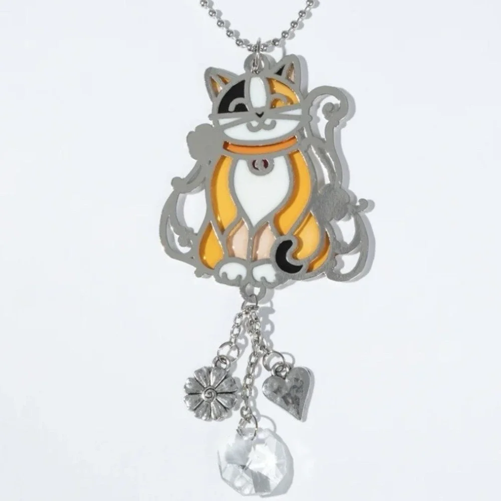 NWT Calico Cat Charm Sun Catcher Mirror Ornament Bag Charm‎ Ganz